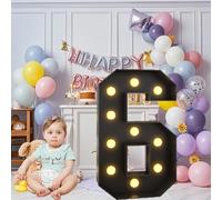 Lettres lumineuses noires for chapiteau, 1,2 m : grande décoration de fête for chapiteau alphabet debout for anniversaire, enterrement de vie de jeune fille, fête prénatale, mariage(Number 6,3.3ft)