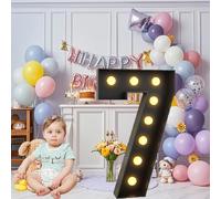 Lettres lumineuses noires for chapiteau, 1,2 m : grande décoration de fête for chapiteau alphabet debout for anniversaire, enterrement de vie de jeune fille, fête prénatale, mariage(Number 7,2.3ft)