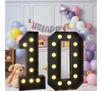 Lettres lumineuses noires for chapiteau, 1,2 m : grande décoration de fête for chapiteau alphabet debout for anniversaire, enterrement de vie de jeune fille, fête prénatale, mariage(Number 10,4ft)