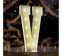 Lettres lumineuses pour chapiteau de 1,2 m de haut, grand panneau LED pour fête, décorations d'anniversaire, remise de diplôme, bal, fête prénatale (lettre V)