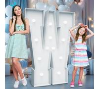 Lettres lumineuses pour chapiteau de 1,2 m de haut, lettre W, blanc froid, décoration d'anniversaire, mariage, remise de diplôme, support d'arche en mosaïque en carton, mousse prédécoupée, W, 120 cm
