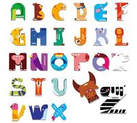 Lettres magnétiques en Majuscule, 26 pièces d'aimants de Lettres, Outil éducatif d'apprentissage, Reconnaissance de l'alphabet et des Animaux pour Les Enfants de 3, 4 et 5 Ans.