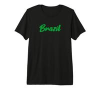 Lettres Mot Brésil dans Une Belle Police Verte T-Shirt Haut de Gamme