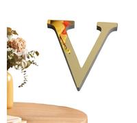 Lettres murales 3D autocollantes en acrylique - Lettres de l'alphabet en acrylique doré clair pour décoration d'intérieur, mur, mur d'art pour la maison, la chambre à coucher, le salon