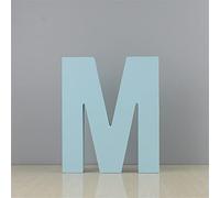 Lettres murales en bois M - Lettre murale décorative bleue pour chambre d'enfant, chambre de bébé, prénom de bébé et décoration de chambre de fille