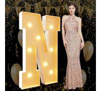 Lettres N géantes lumineuses pour chapiteau de 1 m - Lettres en mosaïque pour anniversaire, mariage, fiançailles, décorations de fête, cadre à faire soi-même - Kit de planche en mousse prédécoupée