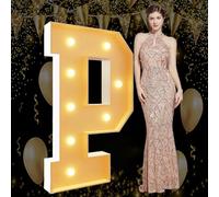 Lettres P géantes lumineuses pour chapiteau de 1 m - Lettres mosaïque géantes pour chapiteau - Pour anniversaire, mariage, fiançailles, décorations de fête - Cadre en mousse prédécoupée