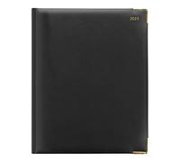 Letts of London 32YI For 2023 Classic Quarto Agenda semainier avec coins dorés (Noir)