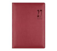 Letts of London® Milano Carnet de rendez-vous hebdomadaire 2027, 12 mois, de janvier à décembre, format A5, 21 cm x 14,922 cm, reliure cousue, couverture texturée, multilingue, rouge (CTO3XURD)
