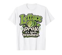 Lettuce Pray It's Been Washed Cyclospora Drôle T-Shirt Graphique avec Valeur, Homme, Blanc, L