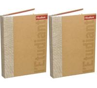 L'ETUDIANT ECO RESPONSABLE Agenda Scolaire 2026-2027 - Couverture Kraft et dos en tissu 15x20cm journalier (Lot de 2)