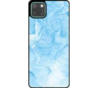 L'étui Smartphonica convient à Huawei Y5P avec impression marbre - Coque arrière TPU design marbre - Bleu clair