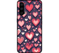 L'étui Smartphonica convient à OnePlus Nord CE avec impression de cœurs - Coque arrière en TPU avec design en forme de cœur