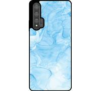 L'étui Smartphonica convient pour Huawei Nova 5T avec impression marbre - Coque arrière TPU design marbre - Bleu clair