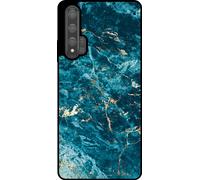 L'étui Smartphonica convient pour Huawei Nova 5T avec impression marbre - Coque arrière TPU design marbre bleu - Bleu