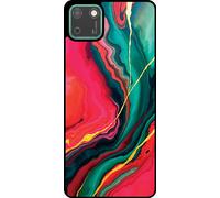 L'étui Smartphonica convient pour Huawei Y5P avec impression de marbre rouge et vert - Coque arrière en TPU Marbre rouge et vert Design