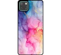 L'étui Smartphonica convient pour Huawei Y5P avec impression marbre - Coque arrière TPU design marbre - Arc-en-ciel