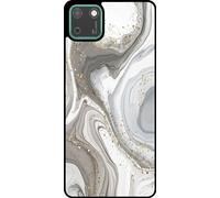 L'étui Smartphonica convient pour Huawei Y5P avec impression marbre - Coque arrière TPU design marbre - Argent