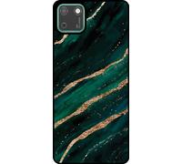 L'étui Smartphonica convient pour Huawei Y5P avec impression marbre - Coque arrière TPU design marbre - Vert Or
