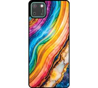 L'étui Smartphonica convient pour Huawei Y5P avec impression marbrée or arc-en-ciel - Coque arrière en TPU or arc-en-ciel Design marbré