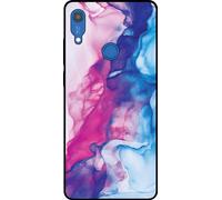 L'étui Smartphonica convient pour Huawei Y6S avec impression de marbre bleu rose - Coque arrière en TPU Marbre bleu rose Design