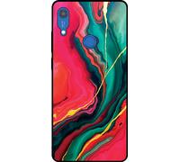 L'étui Smartphonica convient pour Huawei Y6S avec impression de marbre rouge et vert - Coque arrière en TPU Marbre rouge et vert Design