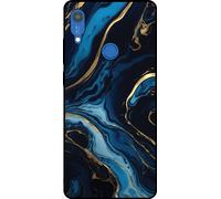 L'étui Smartphonica convient pour Huawei Y6S avec impression marbre - Coque arrière en TPU design marbre bleu or - Bleu d'or