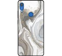 L'étui Smartphonica convient pour Huawei Y6S avec impression marbre - Coque arrière TPU design marbre - Argenté