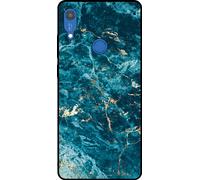 L'étui Smartphonica convient pour Huawei Y6S avec impression marbre - Coque arrière TPU design marbre bleu - Bleu