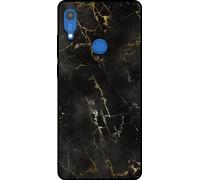 L'étui Smartphonica convient pour Huawei Y6S avec impression marbre - Coque arrière TPU design marbre noir - Noir