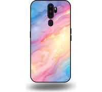 L'étui Smartphonica convient pour OPPO A9 2020 avec impression de marbre pailleté arc-en-ciel - Coque arrière en TPU arc-en-ciel Design marbré pailleté