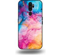 L'étui Smartphonica convient pour OPPO A9 2020 avec impression marbre acrylique arc-en-ciel - Coque arrière TPU arc-en-ciel Design Marbre Acrylique