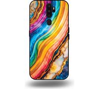 L'étui Smartphonica convient pour OPPO A9 2020 avec impression marbre arc-en-ciel - Coque arrière TPU Arc-en-ciel Design en marbre doré