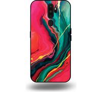 L'étui Smartphonica convient pour OPPO A9 2020 avec impression marbrée rouge et verte - Coque arrière TPU rouge et verte Design marbré