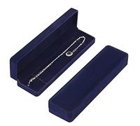 LETURE Lot de 2 longues boîtes cadeau en velours pour bijoux, colliers, bracelets, bijoux, mariage, fiançailles, demande en mariage, anniversaire et anniversaire de mariage (bleu)