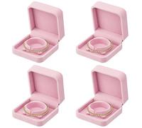 LETURE Lot de 4 boîtes cadeau classiques en velours pour bracelet, bracelet, collier, boîte à bijoux de voyage pour cadeau, mariage, fiançailles, demande en mariage, anniversaire (4 bracelets - rose)