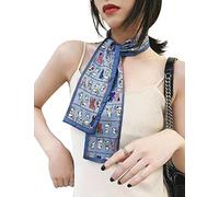 Letuwj Petit Foulard Carré Polyester Multifonction pour Femme Bleu + chat Taille Unique(9x98cm)