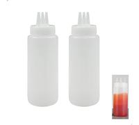 letuxaamz Bouteille de Sauce à Trois Trous Pincement Pot Sauces Salade Bec Verseur Tête Confiture Crème Plastique épaissi Anti Fuite Multi Pressé Grandr Souple et Solide Hygiénique Doux(Deux Pièces)