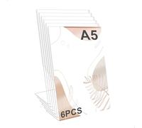 letuxaamz Porte Menu Porte Affiche Présentoir A5 Acrylic Lot de 6, Support de Table Design L Incliné pour Carte Restaurant Mariage Cérémonie Hôtel Event Fête Bureau