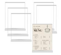 letuxaamz Porte Menu Porte Affiche Présentoir A5 Acrylic Lot de 6, Support de Table Design T Incliné pour Carte Restaurant Hôtel Café (21x15 cm)