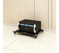 LEUBDIBR Support Audio pour Récepteur Stéréo, Platine Vinyle, Amplificateur | Amortissement des vibrations HIFI, Rangement à étages, Aspect bois moderne, Montage facile(Black,23.6x18.9x3.9in)
