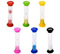 Leucasa Lot de 6 sabliers colorés pour enfants - 30 secondes / 1 min / 2 min / 3 min / 5 min / 10 minutes - Petit sablier coloré pour enfants, pour se brosser les dents, école, bureau, activités