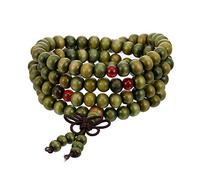 Leuchtbox Chakra Mala Collier enroulé avec 108 perles en bois élastique Unisexe, vert (Vert) - LB00542