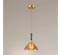 Leuchten Suspension Vintage Mini Walnut Wood Pendant Light, Amber Glass Shade Ceiling Hanging Lamp For Aisle Farmhouse Kitchen Bedroom Living Room