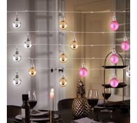 Guirlande lumineuse LED Chaîne lumineuse de Noël 100x boules décoration colorée, 5x 20 0,03W blanc chaud, L 220 cm