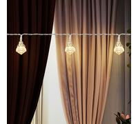 Chaîne lumineuse décoration de Noël diamants design chaîne lumineuse lumière décorative, plastique argenté, batterie 10x LED 3000K blanc chaud, L 120 cm