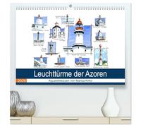 Leuchttürme der Azoren (hochwertiger Premium Wandkalender 2026 DIN A2 quer), Kunstdruck in Hochglanz: Leuchttürme der Sehnsuchtsinseln Azoren - Symbol für Orientierung, für Weite und Heimat finden