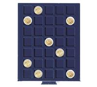 Leuchtturm 302460 Boîte à Monnaie Smart - 35 Compartiments carrés pour pièces de Monnaie jusqu'à 27 mm Ø - pièce de 2 Euros, pièce de 5 Euros Allemande - Bleu