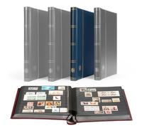 Leuchtturm 304065 Album de Timbres Premium - Format A4, 32 Pages et Couverture en Cuir matelassé - Bleu