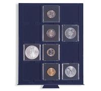 Leuchtturm 307053 Boîte à Monnaie Smart - 12 Compartiments carrés pour pièces de Monnaie, Cadres pour pièces de Monnaie et Capsules pour pièces de Monnaie Quadrum jusqu'à 50 mm Ø - Bleu